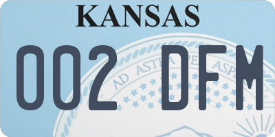 KS license plate 002DFM