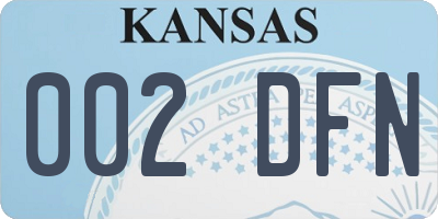 KS license plate 002DFN