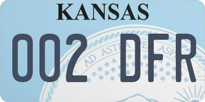 KS license plate 002DFR
