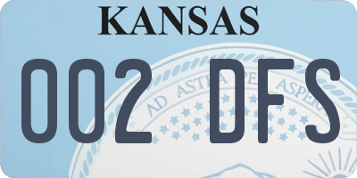 KS license plate 002DFS