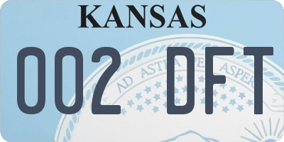 KS license plate 002DFT