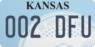 KS license plate 002DFU