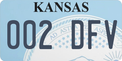 KS license plate 002DFV
