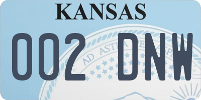 KS license plate 002DNW
