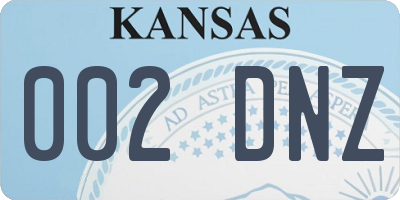 KS license plate 002DNZ