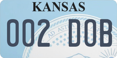 KS license plate 002DOB