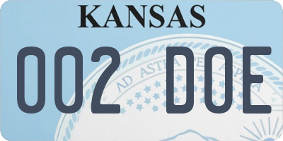 KS license plate 002DOE