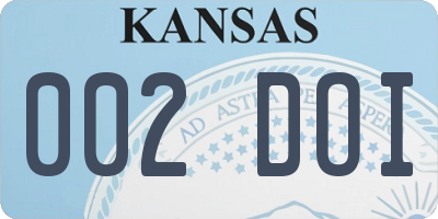 KS license plate 002DOI