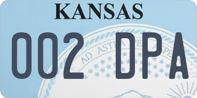 KS license plate 002DPA