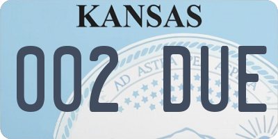 KS license plate 002DUE