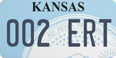 KS license plate 002ERT