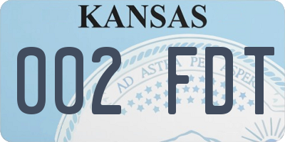 KS license plate 002FDT