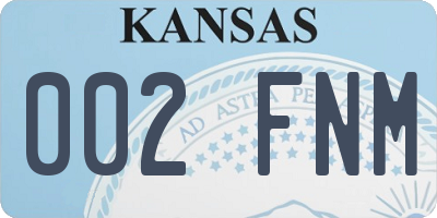 KS license plate 002FNM