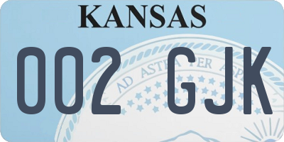 KS license plate 002GJK