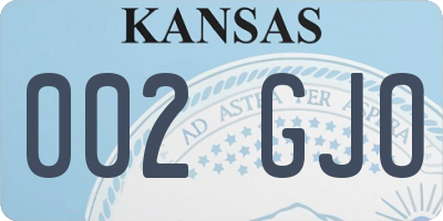 KS license plate 002GJO