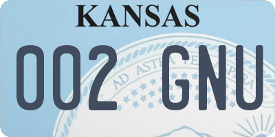 KS license plate 002GNU