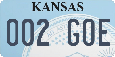 KS license plate 002GOE
