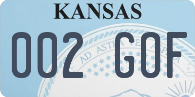 KS license plate 002GOF