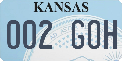 KS license plate 002GOH
