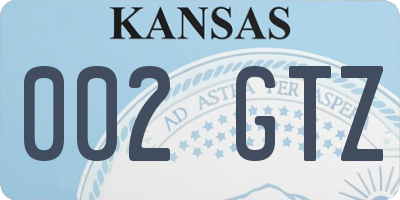 KS license plate 002GTZ