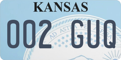 KS license plate 002GUQ