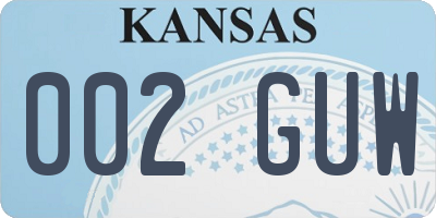 KS license plate 002GUW