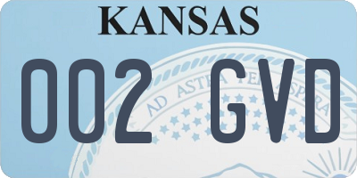 KS license plate 002GVD