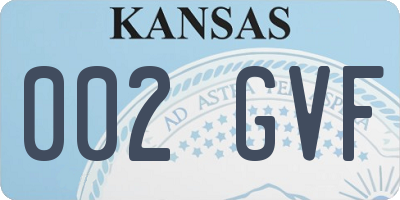 KS license plate 002GVF
