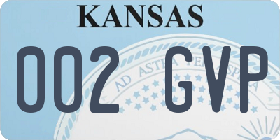 KS license plate 002GVP