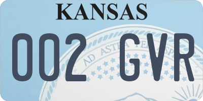 KS license plate 002GVR