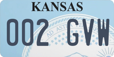 KS license plate 002GVW