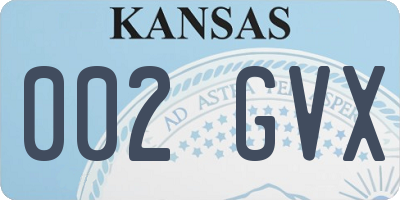 KS license plate 002GVX