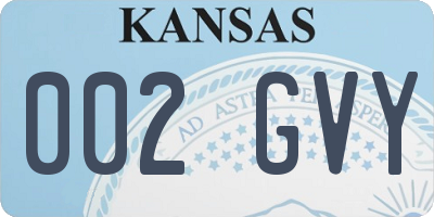 KS license plate 002GVY