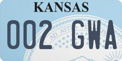 KS license plate 002GWA