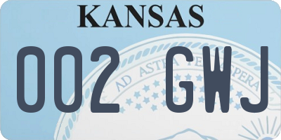 KS license plate 002GWJ