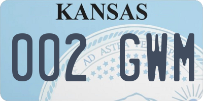 KS license plate 002GWM