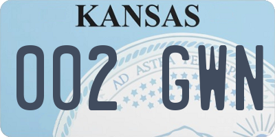 KS license plate 002GWN