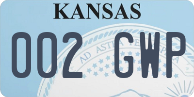 KS license plate 002GWP