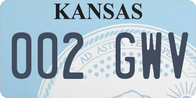 KS license plate 002GWV