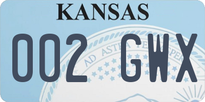 KS license plate 002GWX