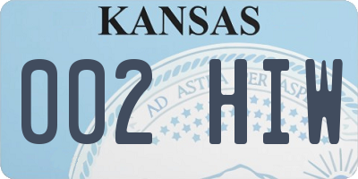KS license plate 002HIW