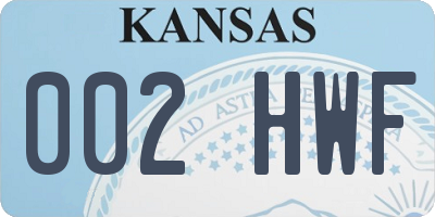 KS license plate 002HWF