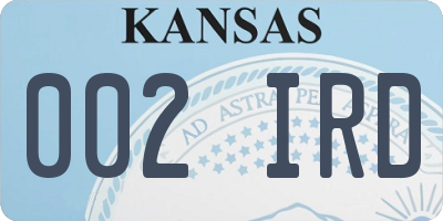 KS license plate 002IRD