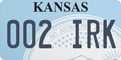 KS license plate 002IRK