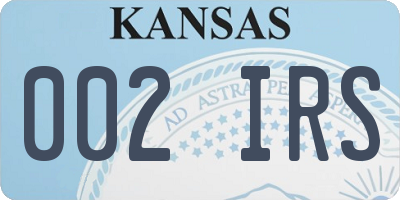 KS license plate 002IRS