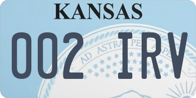 KS license plate 002IRV