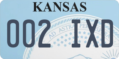 KS license plate 002IXD