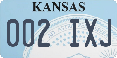 KS license plate 002IXJ
