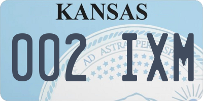 KS license plate 002IXM