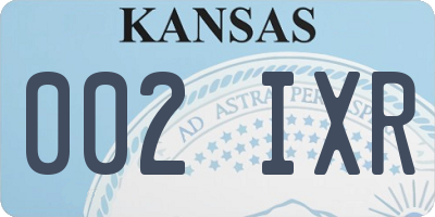 KS license plate 002IXR